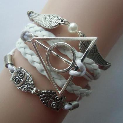 Harry Potter Brown Pearl Charm Wings Two Owl..