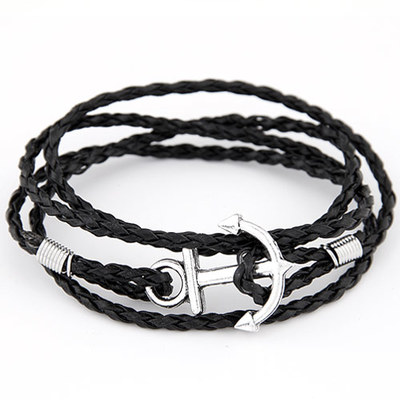 Retro Fashion Anchor Bracelet Multi-layer Leather Black Man Han Edition Couple Bracelet Hand Rope Boy First Act The Role Ofing Is Tasted